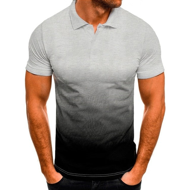Gradient Color Polo Shirt Men's