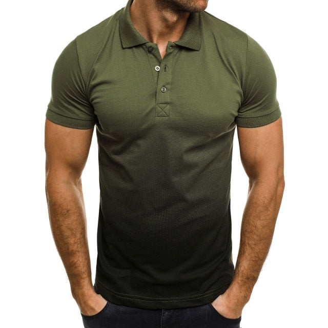 Gradient Color Polo Shirt Men's