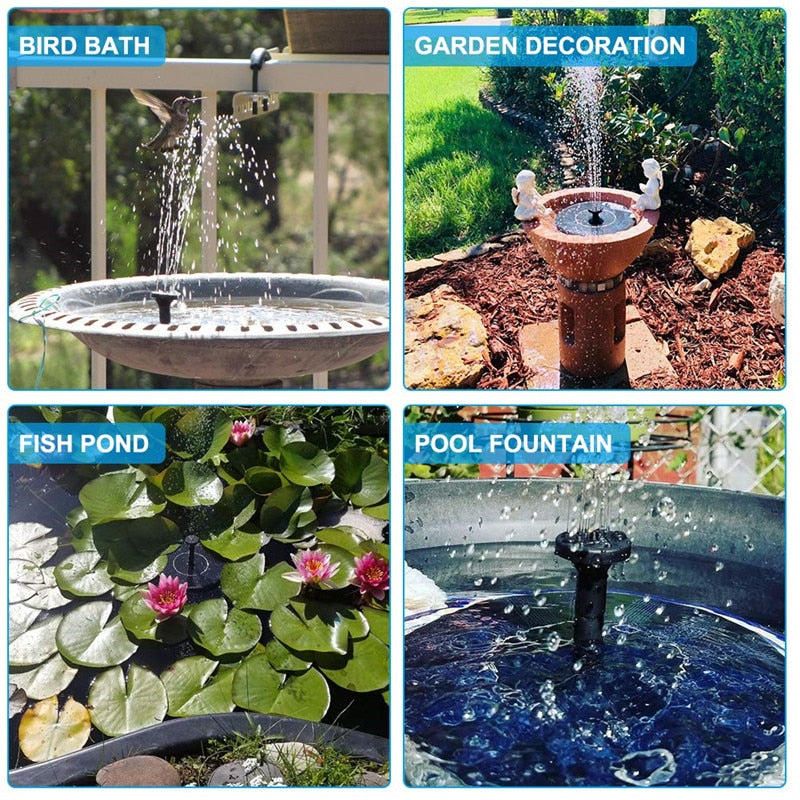 Solar Floating Water Fountain 2.5W With 6pcs Nozzles Outdoor Pond Feature Bird Bath Garden Decoration