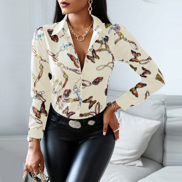 Classy Women's Button-Up Shirt - Blouse