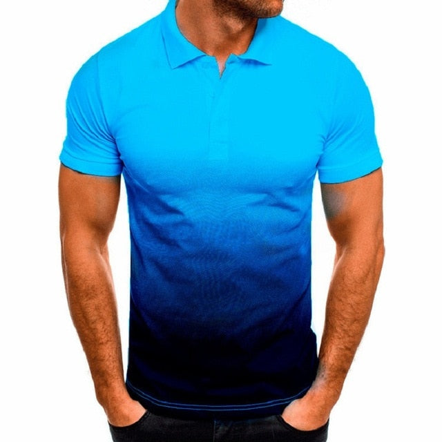 Gradient Color Polo Shirt Men's
