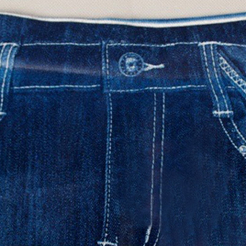 Faux Denim Stretchy Jeans Leggings Activewear Elastic Jeggings Workout Yoga Pants