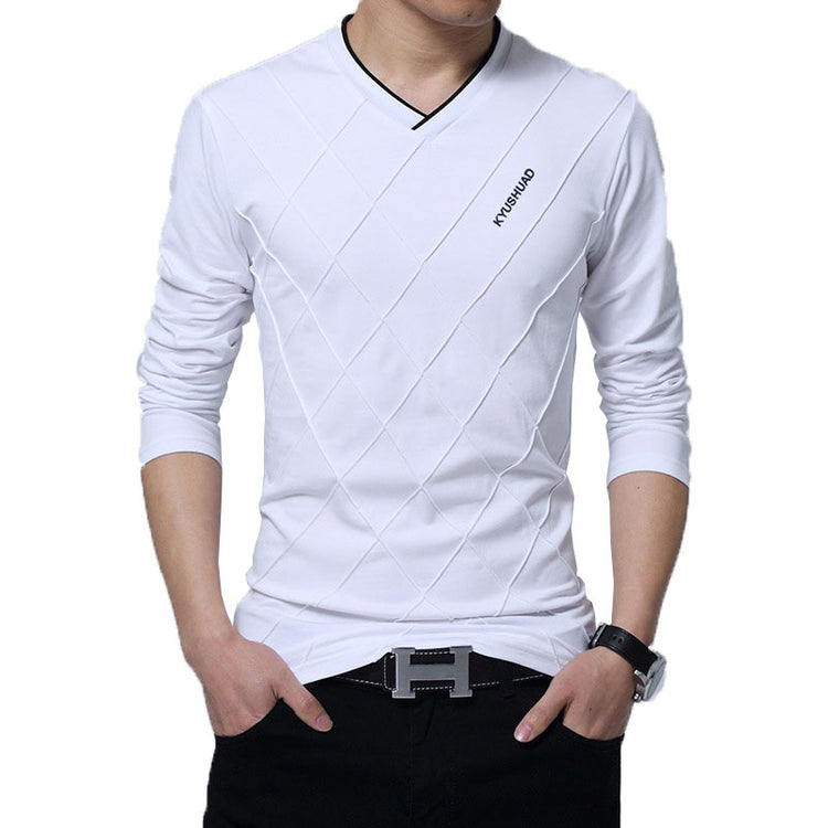 Diamond Pattern Men's Casual Long-Sleeve T-Shirt New Fashion Top