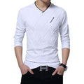 Men's Diamond Pattern Brand Long-Sleeve T-Shirt
