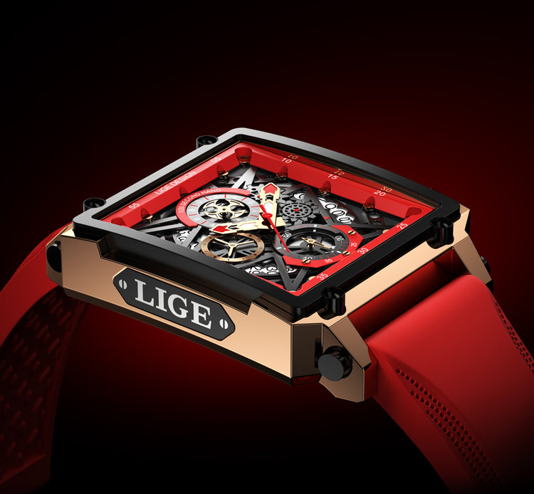 Skeleton See-Through Luxury Design Square Face Watch