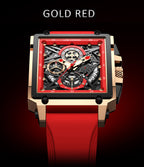 Skeleton See-Through Luxury Design Square Face Watch