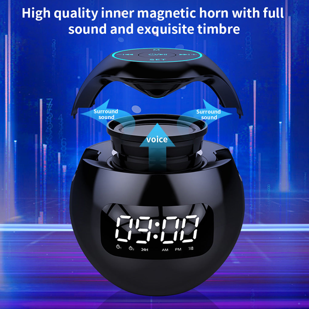 Music Player Speaker Ball Wireless Music Bluetooth Player with LED Digital Clock