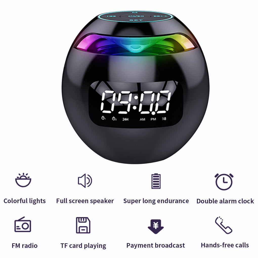 Music Player Speaker Ball Wireless Music Bluetooth Player with LED Digital Clock