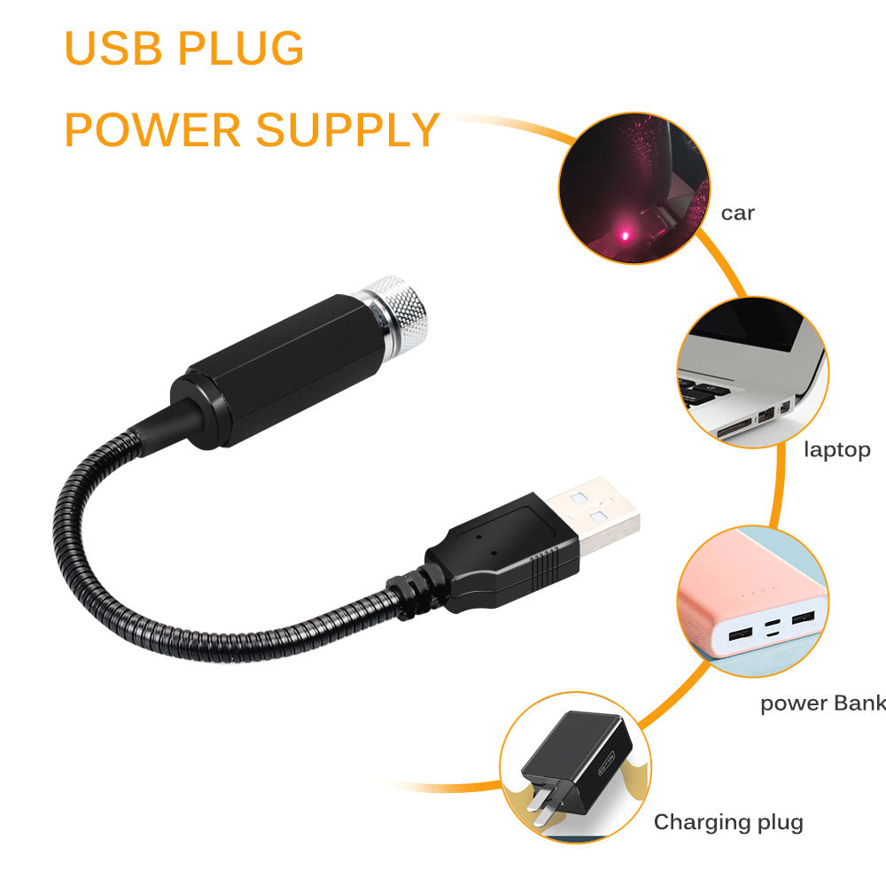 Car Ceiling Lights Projector Galaxy Starry Night LED USB Lighting