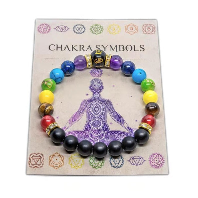 7 Chakra Bracelet Yoga Meditation Energy Power Lava Stones