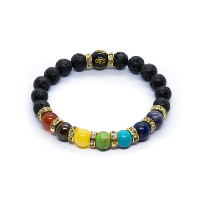 7 Chakra Bracelet Yoga Meditation Energy Power Lava Stones