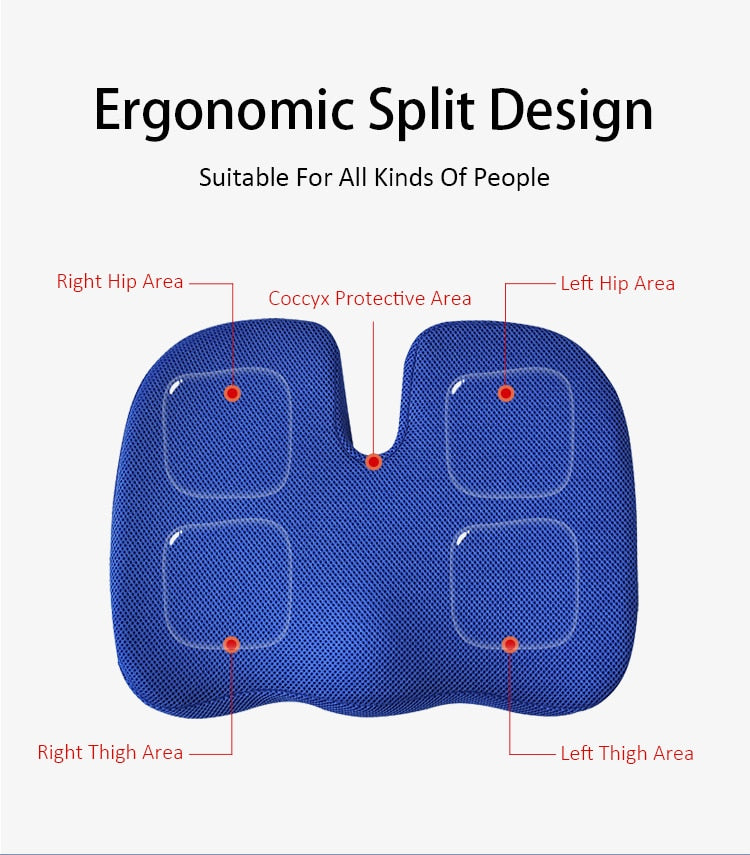 Seat Cushion Premium Cooling Gel Memory Foam Office Chair Lumbar Support Back Pain Relief