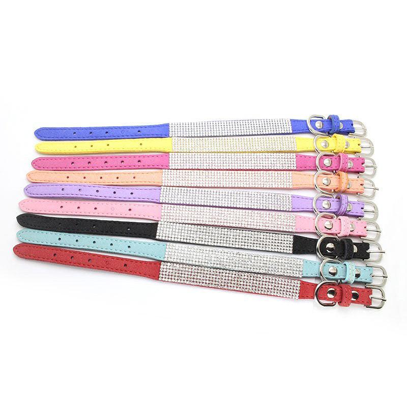 Dog Collar With Studded Diamonds Gangsta Bling Comfy Suede Fibre Small Medium Cats