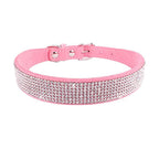 Dog Collar With Studded Diamonds Gangsta Bling Comfy Suede Fibre Small Medium Cats