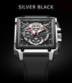Skeleton See-Through Luxury Design Square Face Watch