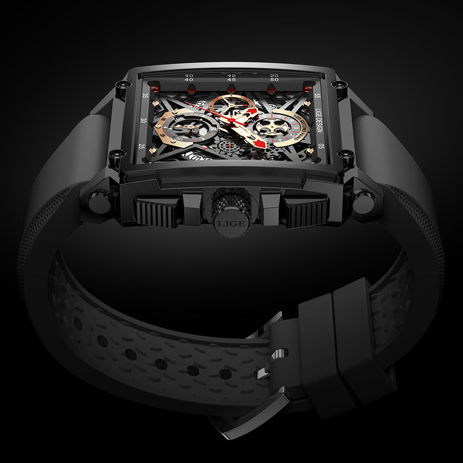 Skeleton See-Through Luxury Design Square Face Watch