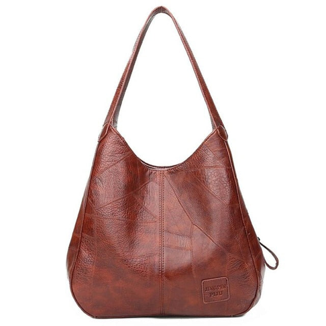 Large-Capacity Vintage Classic Shoulder Soft PU Leather Handbag