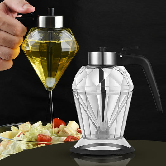 Easy-Pour Diamond Glass Olive Oil Honey Maple Syrup Vinegar Sauce Cooking Dispenser