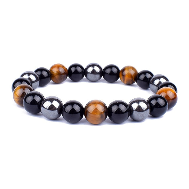 Good Luck Healing Energy Bracelet Tiger's Eye, Black Obsidian, Hematite Friendship Jewelry