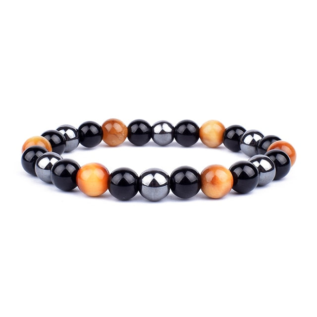 Good Luck Healing Energy Bracelet Tiger's Eye, Black Obsidian, Hematite Friendship Jewelry