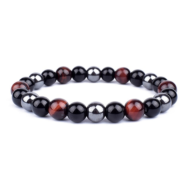 Good Luck Healing Energy Bracelet Tiger's Eye, Black Obsidian, Hematite Friendship Jewelry