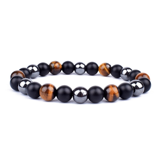 Good Luck Healing Energy Bracelet Tiger's Eye, Black Obsidian, Hematite Friendship Jewelry