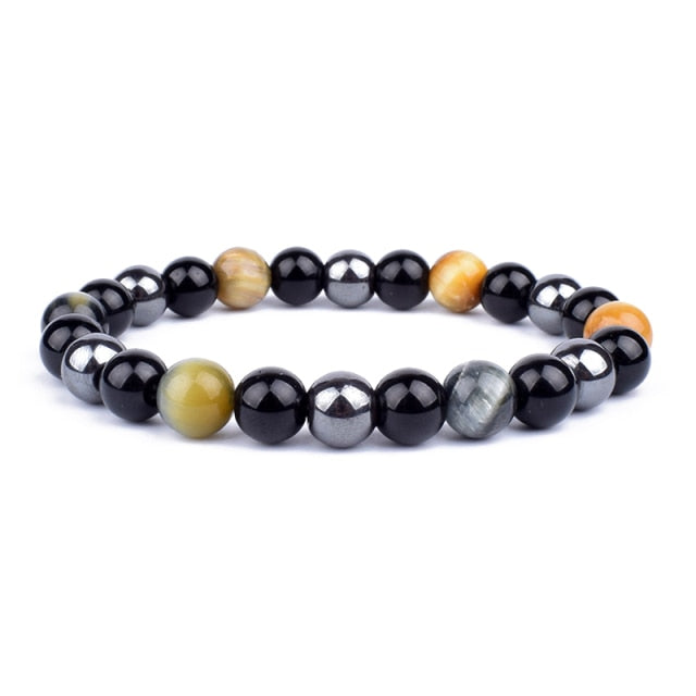 Good Luck Healing Energy Bracelet Tiger's Eye, Black Obsidian, Hematite Friendship Jewelry