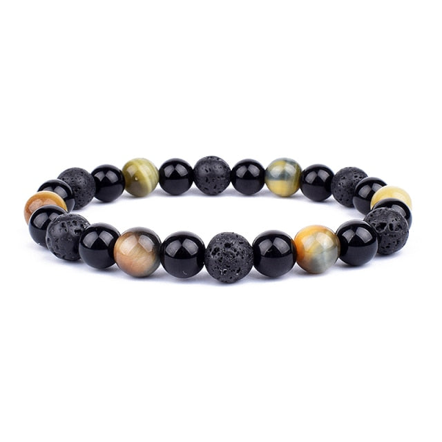 Good Luck Healing Energy Bracelet Tiger's Eye, Black Obsidian, Hematite Friendship Jewelry