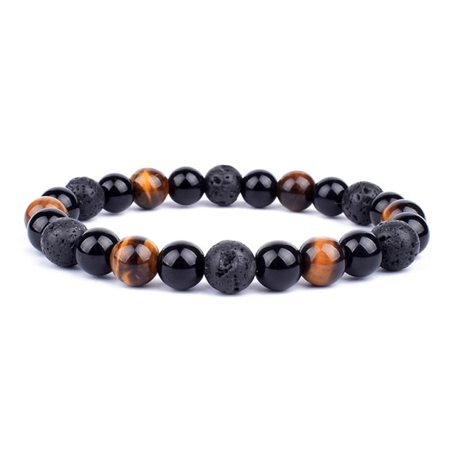 Good Luck Healing Energy Bracelet Tiger's Eye, Black Obsidian, Hematite Friendship Jewelry