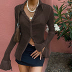 Sheer Top Flare Sleeve Blouse Vintage Gothic Design with French Lace Cuffs