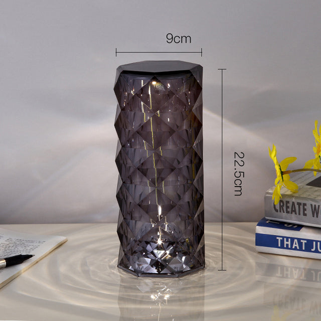 Rose Diamond Desk Table Bedroom Crystal Lamp 16 Colors Touch LED