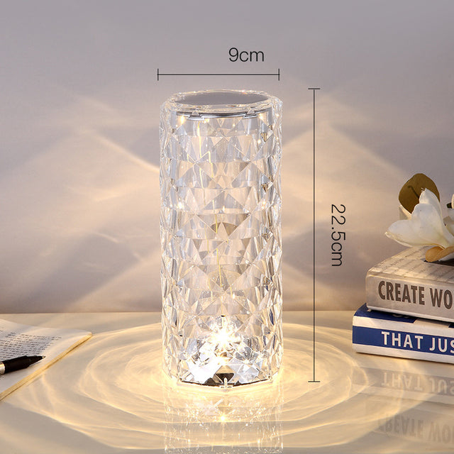 Rose Diamond Desk Table Bedroom Crystal Lamp 16 Colors Touch LED