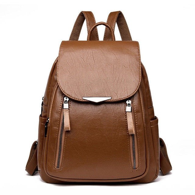 Day Backpack Travel Soft Leather School Uni Bag Women's