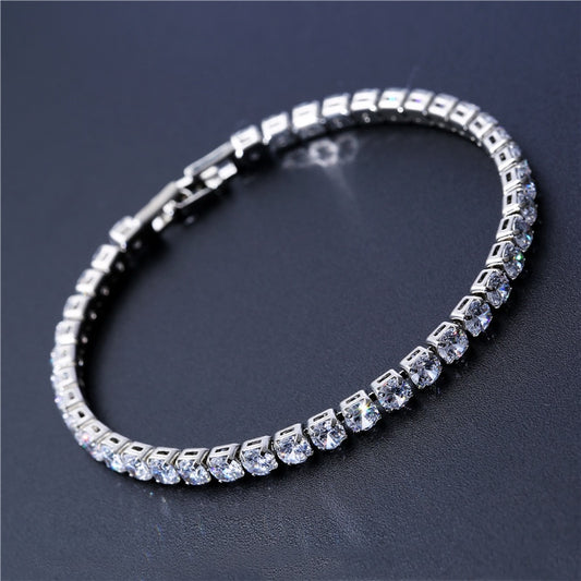 Luxury Tennis Bracelet CZ Diamonds Single Row Jewelry