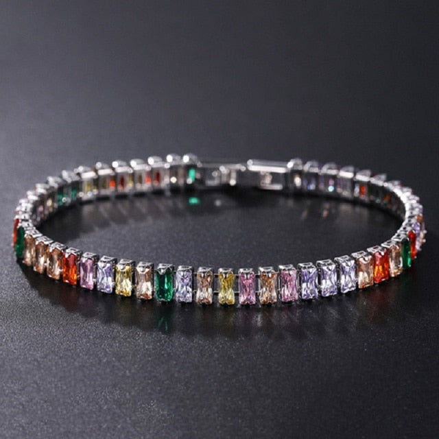 Luxury Tennis Bracelet CZ Diamonds Single Row Jewelry