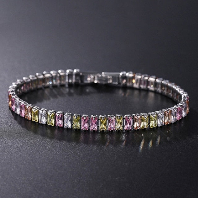 Luxury Tennis Bracelet CZ Diamonds Single Row Jewelry