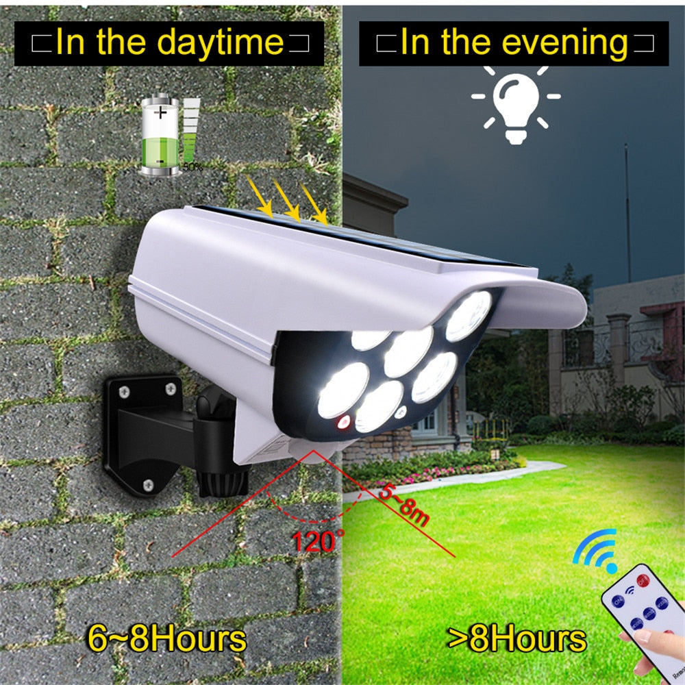 Dummy Security Camera Fake CCTV with Real Floodlight Motion Sensor Waterproof Spotlight