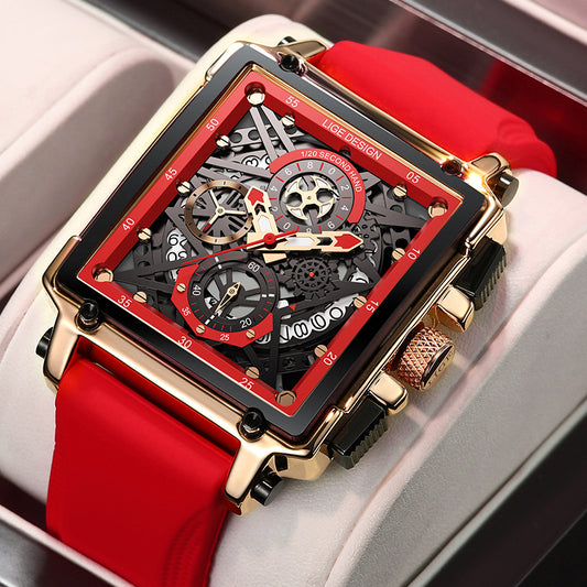Skeleton See-Through Luxury Design Square Face Watch