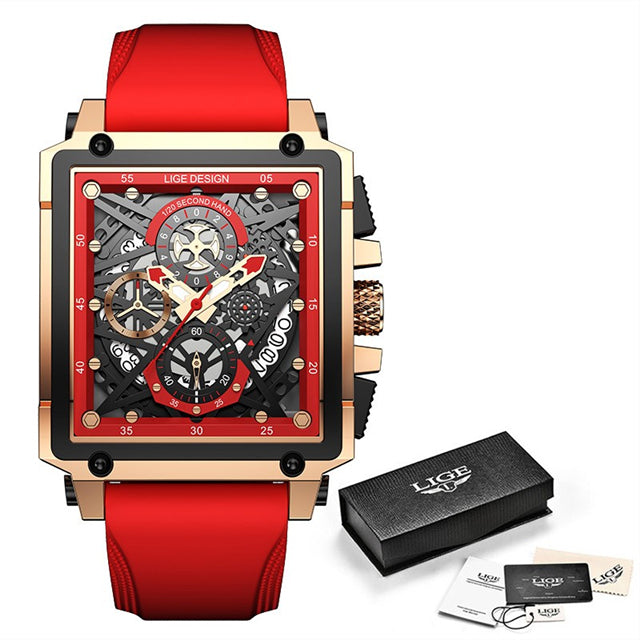 Skeleton See-Through Luxury Design Square Face Watch