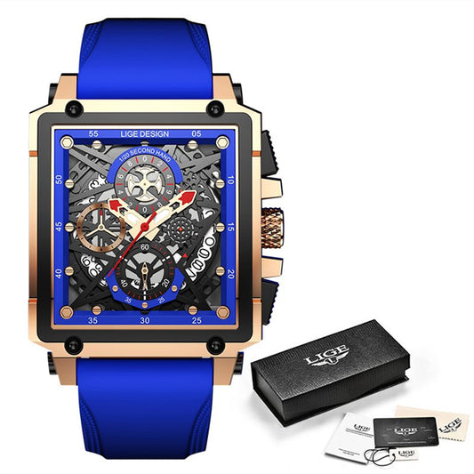 Skeleton See-Through Luxury Design Square Face Watch