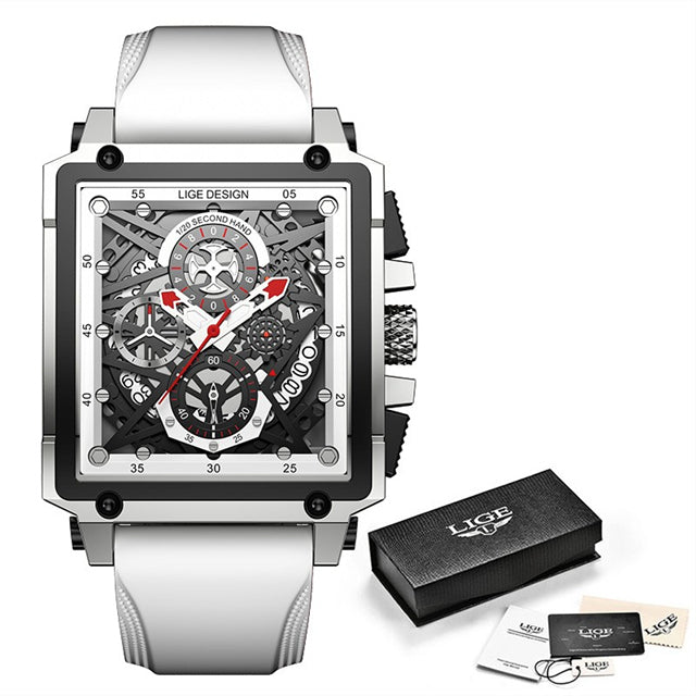 Skeleton See-Through Luxury Design Square Face Watch