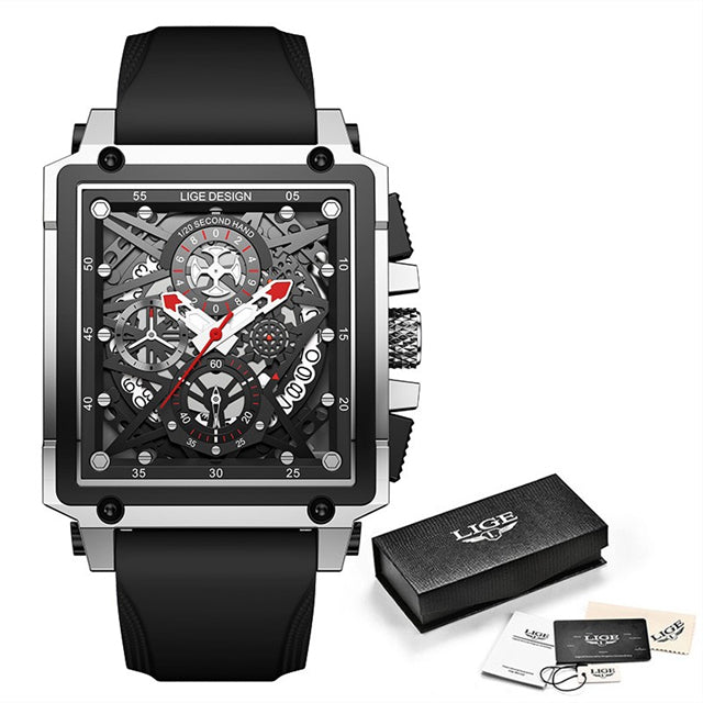 Skeleton See-Through Luxury Design Square Face Watch