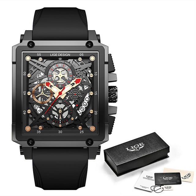 Skeleton See-Through Luxury Design Square Face Watch