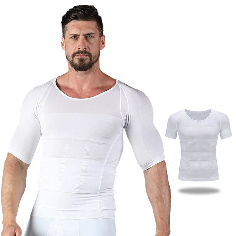 Compression Vest Men's Shapewear Slimming T-shirt Underwear Hide Beer Belly Look Skinny