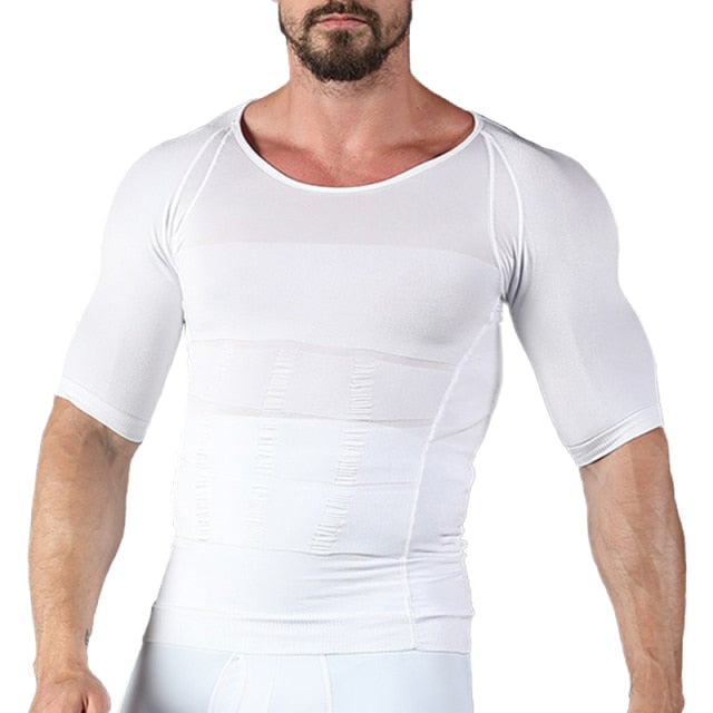 Compression Vest Men's Shapewear Slimming T-shirt Underwear Hide Beer Belly Look Skinny