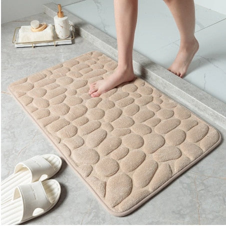 Non Slip Bath Mat Cobblestone Memory Foam Luxurious Shower Floor Rug