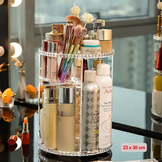 Makeup Brushes Cosmetics Rotating Organiser Spinning Storage Transparent Display Case