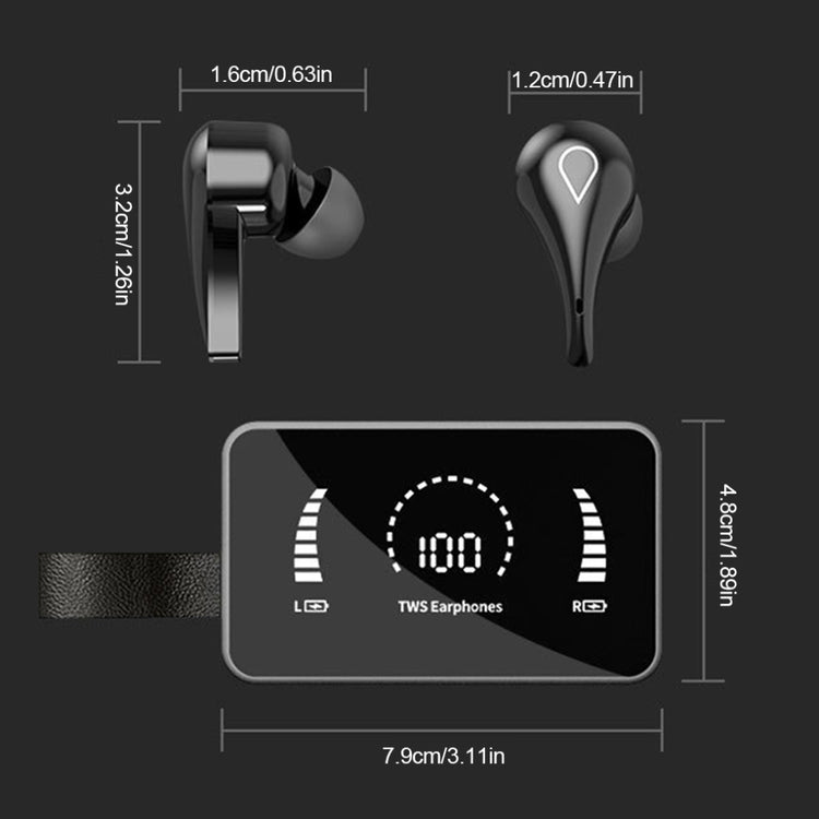 Earbuds Wireless Earphones With Long-Lasting 3500mAh Mirror Case Fast Charging