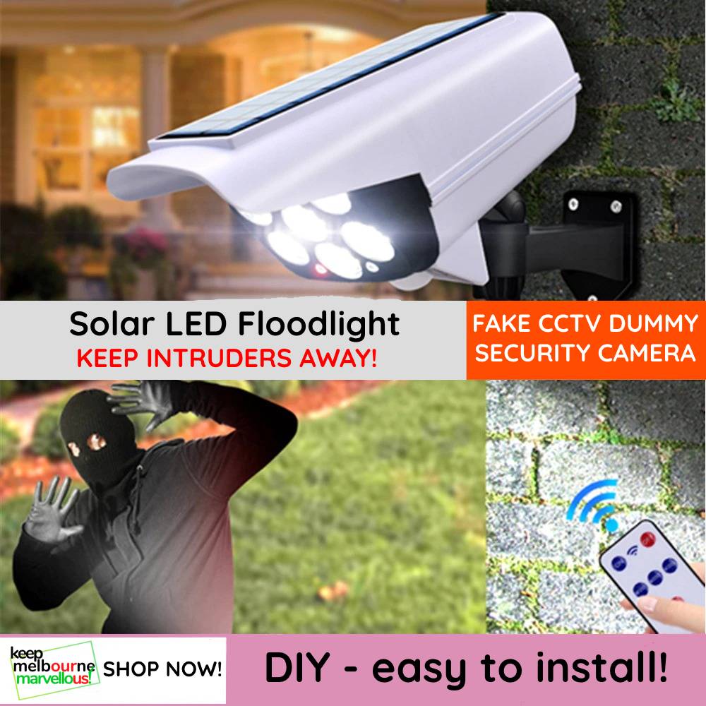 Dummy Security Camera Fake CCTV with Real Floodlight Motion Sensor Waterproof Spotlight