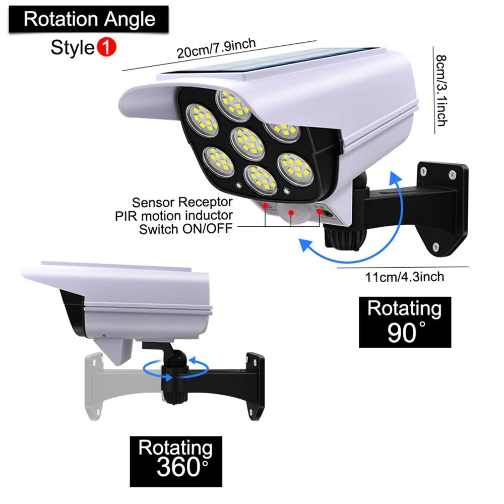 Dummy Security Camera Fake CCTV with Real Floodlight Motion Sensor Waterproof Spotlight